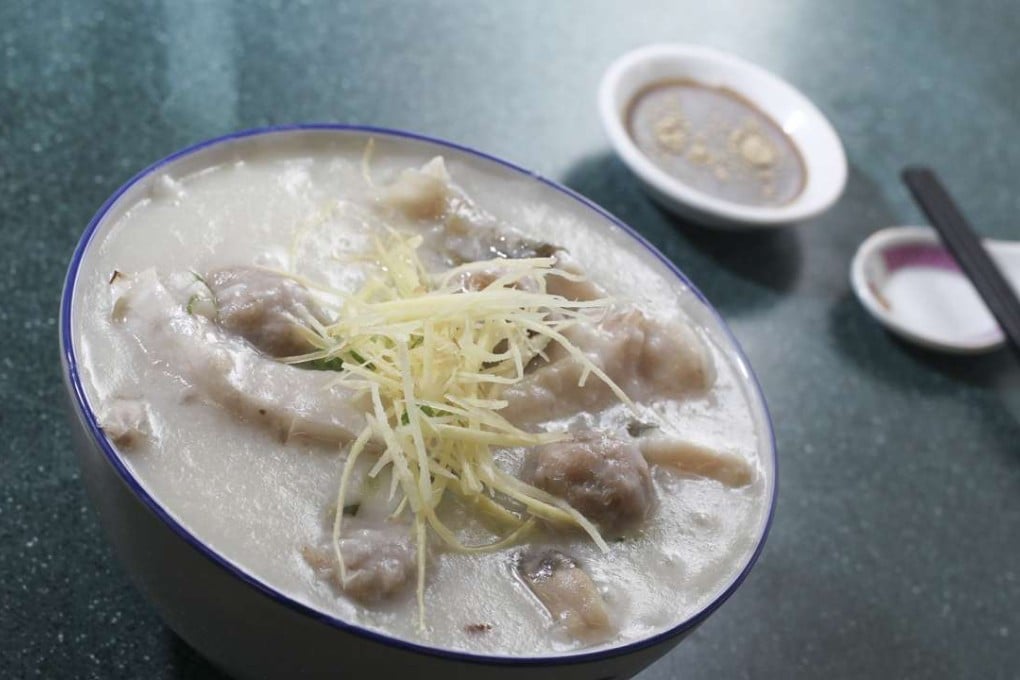 Grass carp cheeks and meatball congee at Mui Kee Congee in Mong Kok.
