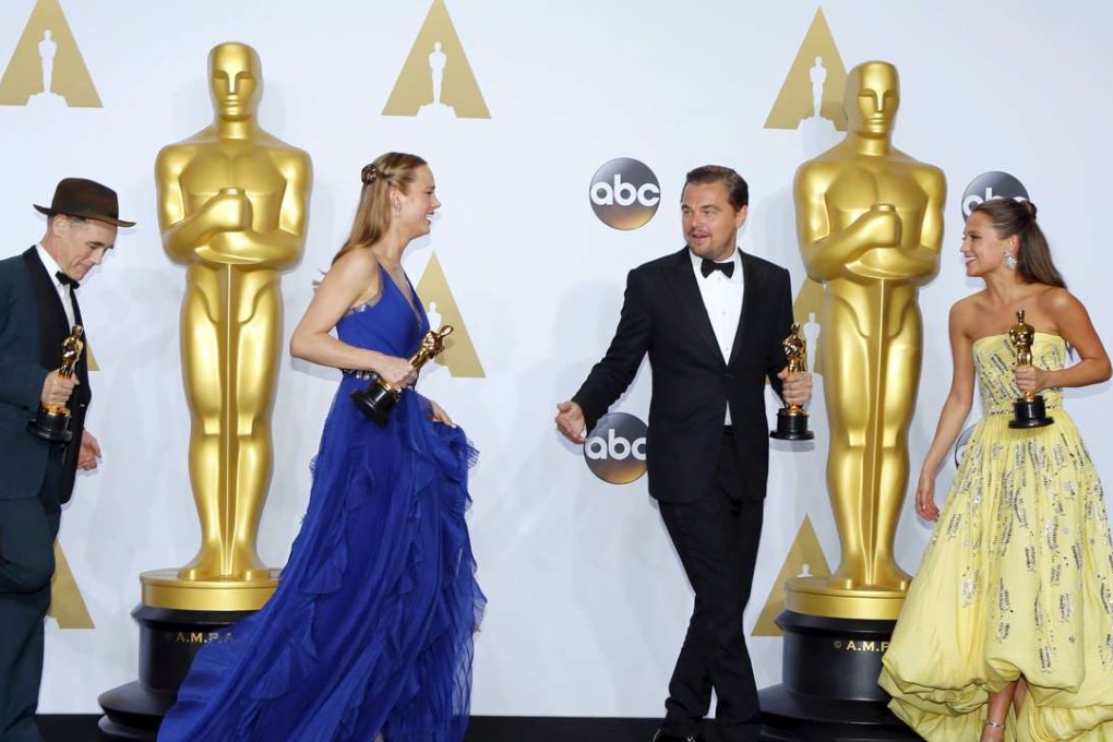 Best supporting actor Mark Rylance, Bridge of Spies, best actress Brie Larson, Room, best actor Leonardo DiCaprio, The Revenant and best supporting actress Alicia Vikander, The Danish Girl, at the 88th Academy Awards in February. Photo: Reuters