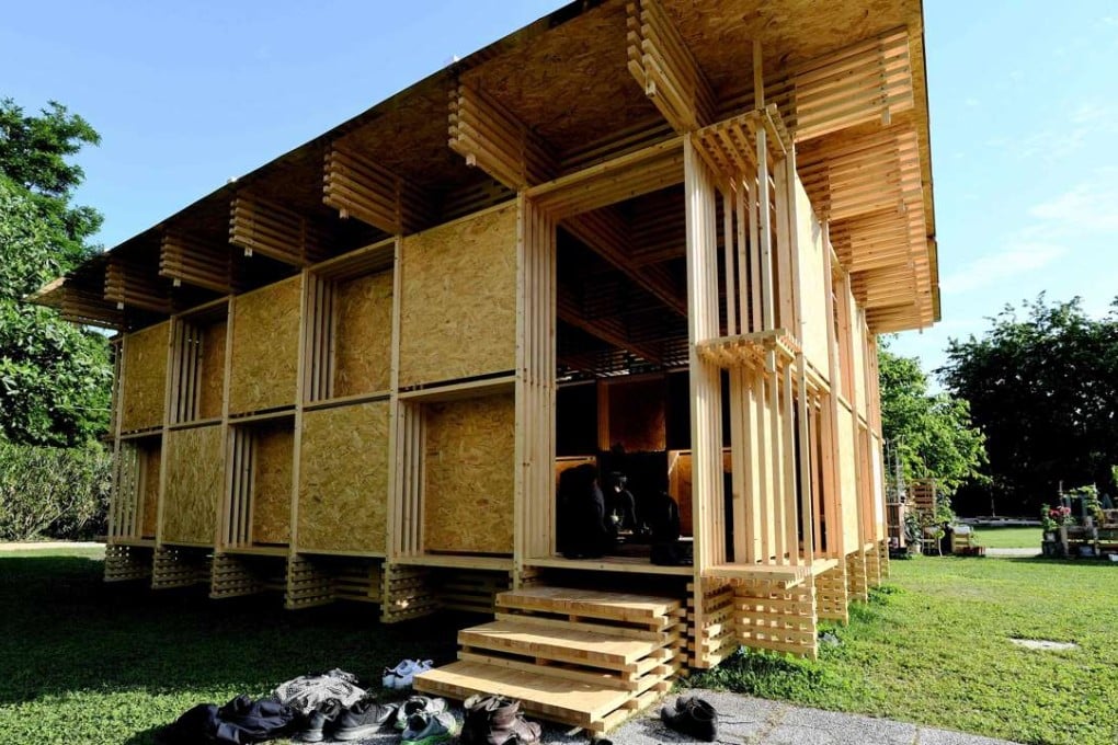 The project Dou Pavilion was made by Chinese architect Jingxiang Zhu for China's pavilion during the opening of the 15th International Architecture Exhibition in Venice on May 25, 2016. Photo: Agence France-Presse