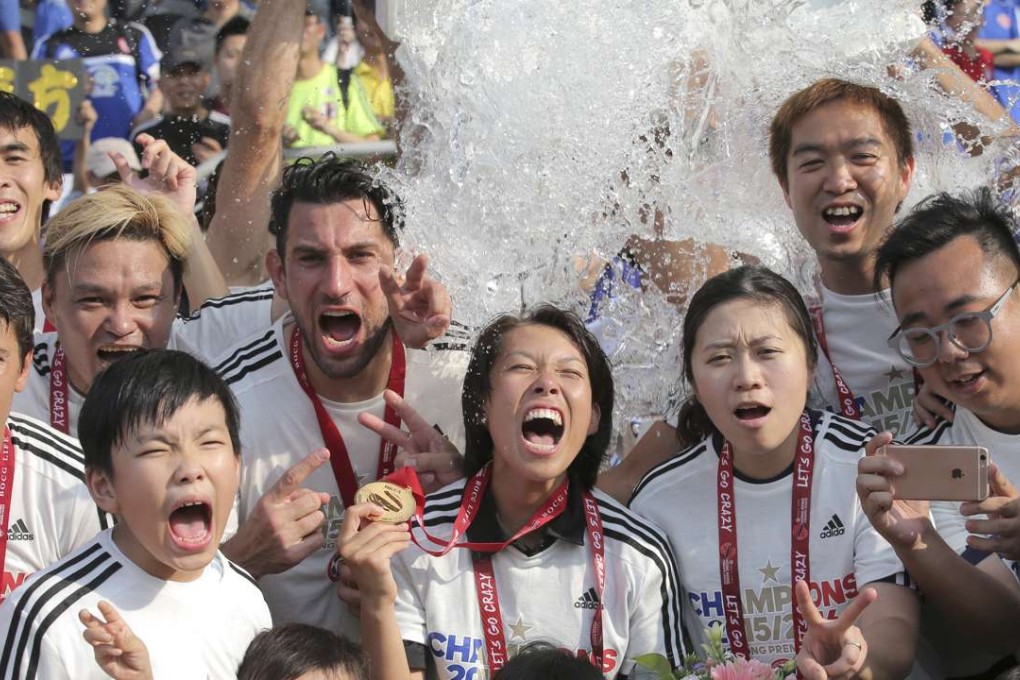 Eastern celebrate winning the Hong Kong Premier League, their first championship in the top-flight in more than two decades.Photo: AP