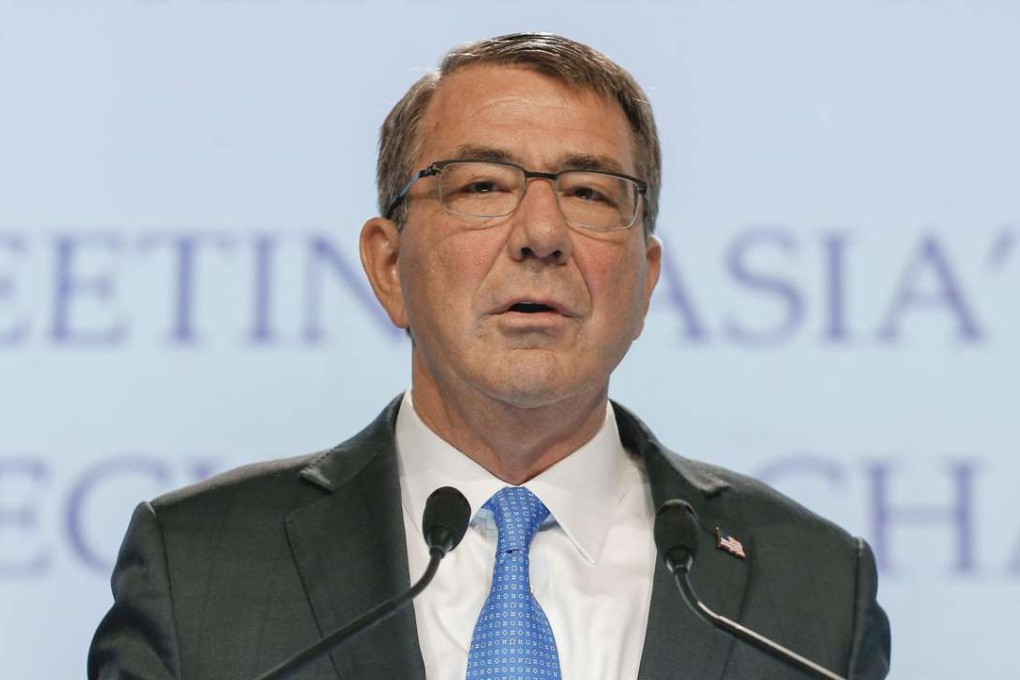 US Defence Secretary Ashton Carter speaks during the Shangri-La Dialogue in Singapore. Photo: EPA
