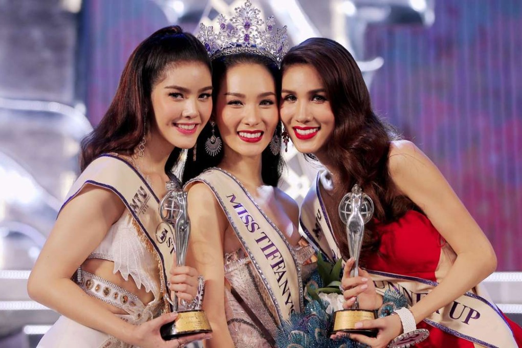 Newly crowned Miss Tiffany’s Universe Thailand 2016, Jiratchaya Sirimongkolnawin (centre), up Minanan Santap (left) and second runner up Lananda Wattanasivilaikun (R) during the annual transgender beauty contest ‘Miss Tiffany's Universe Thailand 2016’ at the Tiffany's Show Theatre in Pattaya city, Chonburi province. Photo: EPA
