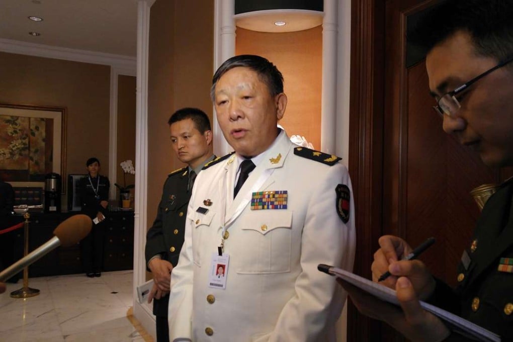 Rear Admiral Guan Youfei, director of the Foreign Affairs Office under the Central Military Commission, talked to overseas media during Saturday’s presser at the sideline of Shangri-La Dialogue. Photo: Minnie Chan