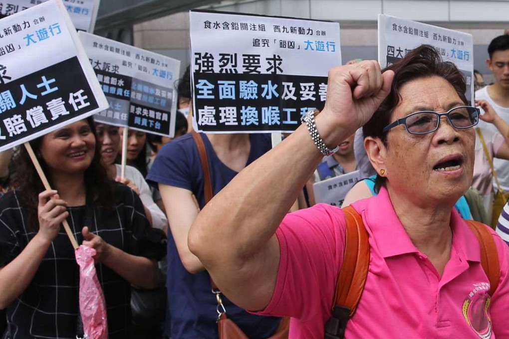 Protesters demand action on tainted water. This means higher water tariffs are likely to stay off the table. Photo: Sam Tsang