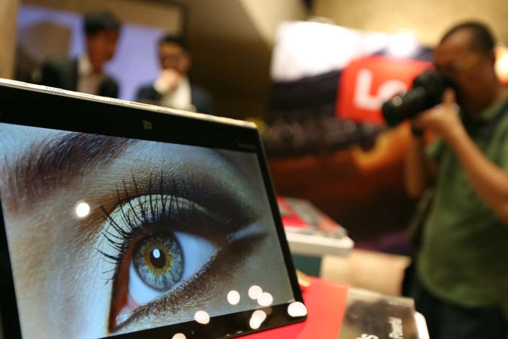 Lenovo products on display during the company's recent annual results announcement. Photo: Nora Tam