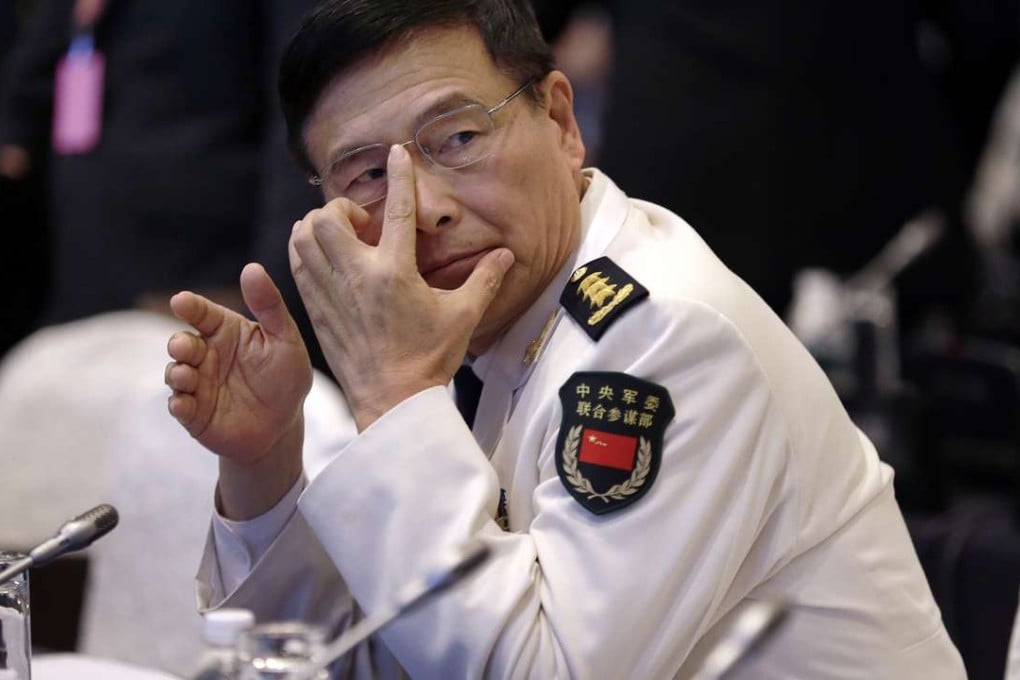 Admiral Sun Jianguo delivered his speech in a booming, shrill tone that seemed designed to intimidate the audience. Photo: AP