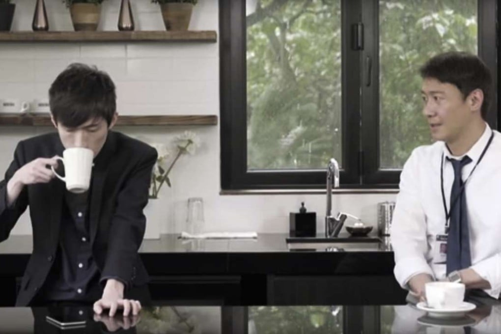 An image from a YouTube Nescafe commercial starring 100Most co-founder Roy Lam Yat-hei (left) and pop star Leon Lai produced by 100Most TV channel. Photo: courtesy of 100Most TV
