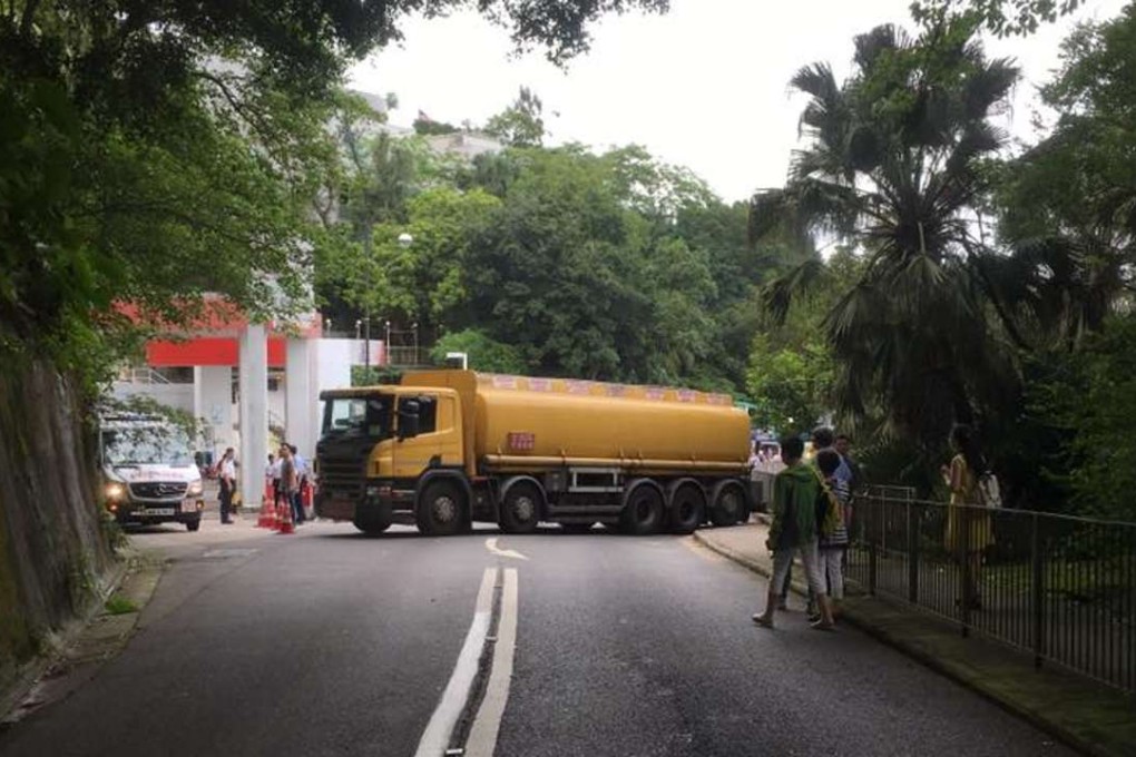 The tanker blocked traffic for some two hours on Thursday. Photo: SCMP Pictures