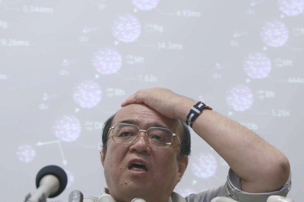 Kosuke Morita, researcher of Riken Institute who led a group that discovered element 113, speaks during a press conference at the institution in Wako, northwest of Tokyo, after the unveiling of the element’s name, nihonium. Photo: AP