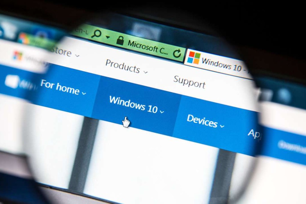 The Windows 10 website. Photo: Alamy