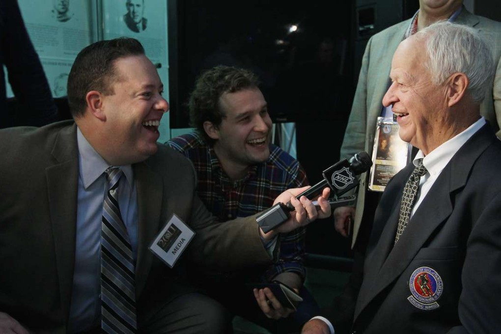 Gordie Howe shares a laugh with the media at the Hockey Hall of Fame in Toronto. Photo: AFP