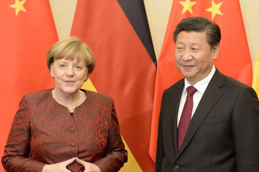 German Chancellor Angela Merkel (left) with China’s President Xi Jinping during her trip to Beijing in October 2015. Photo: EPA