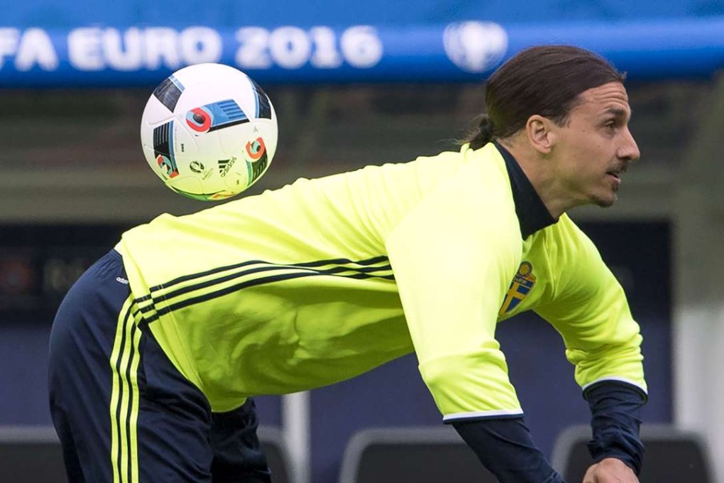 Sweden's forward and captain Zlatan Ibrahimovic controls a ball . Photo: AFP