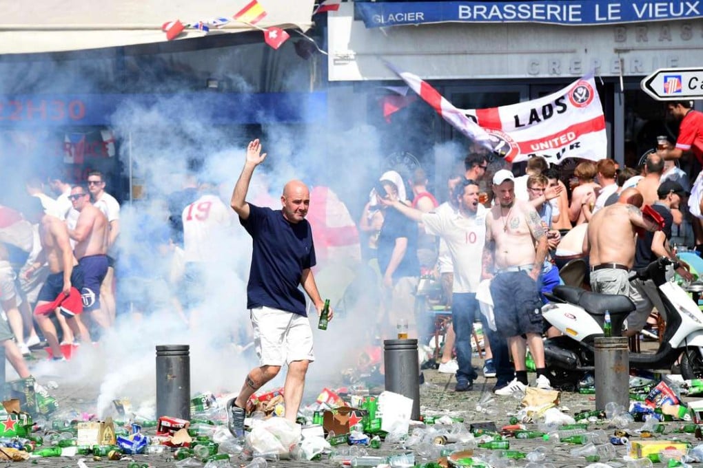 Tear gas is fired at England fans as they gather in the city of Marseille. Photo; AFP