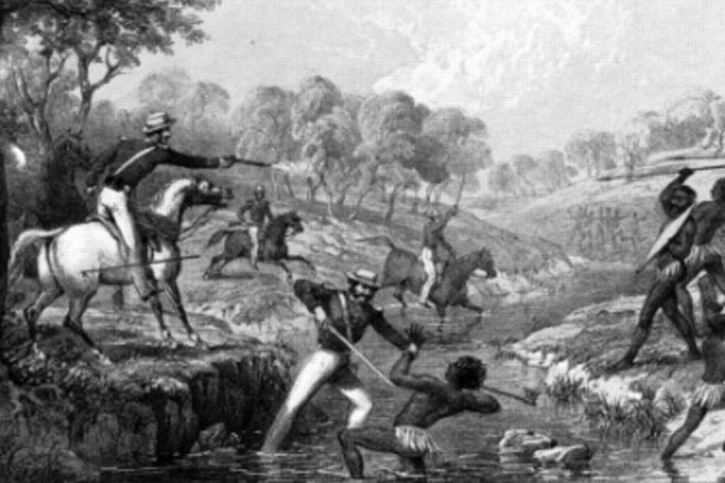 A 19th century illustration of settler vigilantes in Queensland