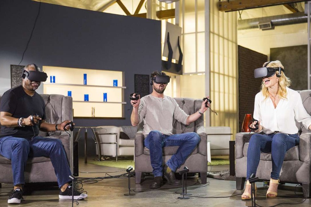 Star Trek actors LeVar Burton, Karl Urban and Jeri Ryan and try out a mission from Star Trek: Bridge Crew. Photo: AP