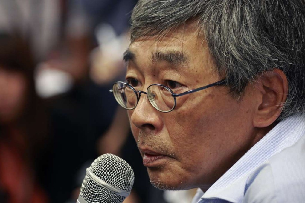 Bookseller Lam Wing-kee talks to the media at the Legco press room in Tamar. Photo: AP