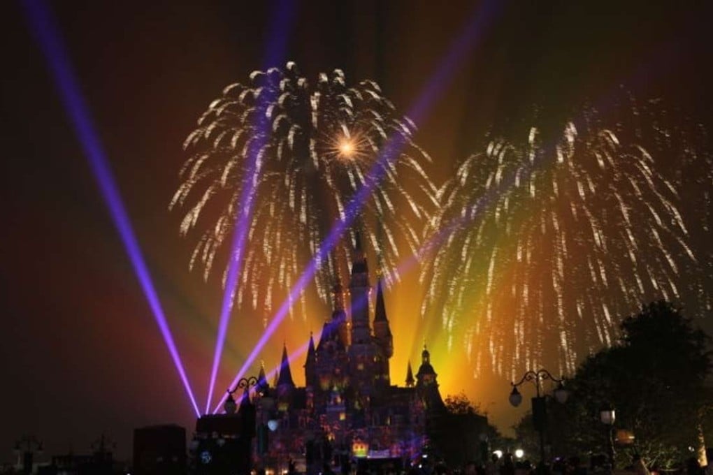 A fireworks display - a traditional Disney park attraction – celebrates the end of the first full day of opening at Shanghai Disneyland. Photo: Simon Song