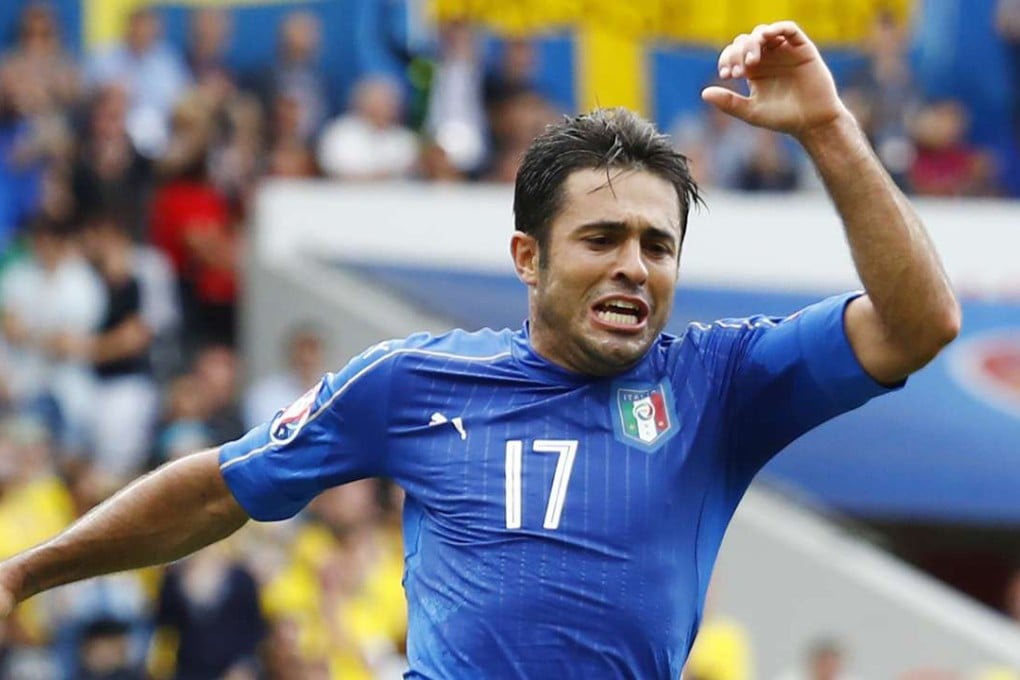 Italy's Eder celebrates after scoring their first goal REUTERS/ Michael Dalder Livepic