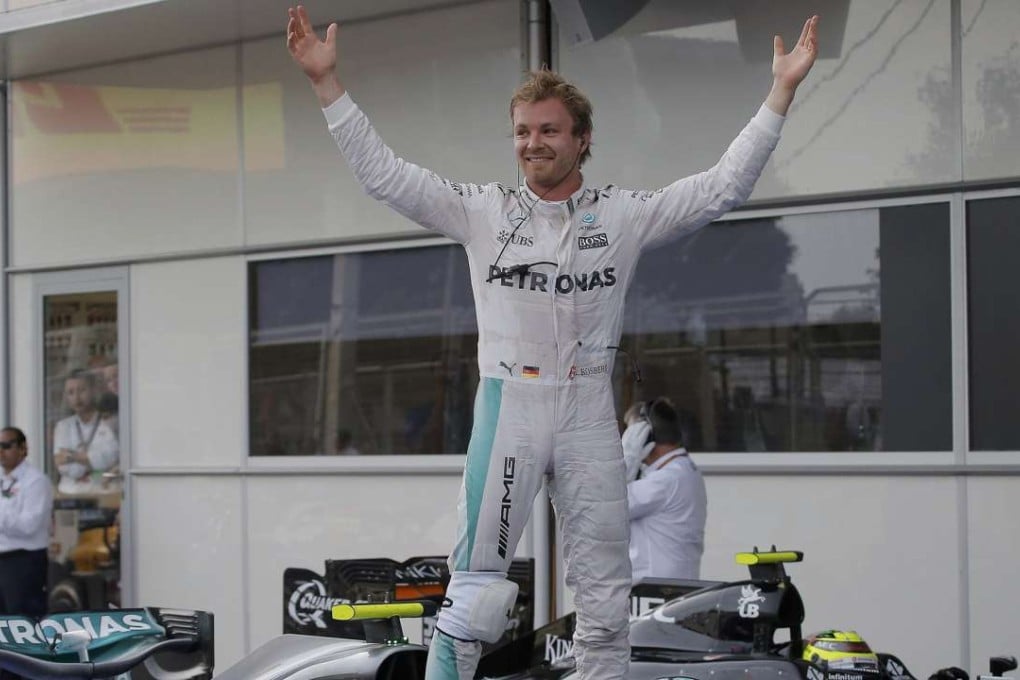 Mercedes Formula One driver Nico Rosberg of Germany celebrates after winning the European Grand Prix in Baku, Azerbaijan. Photo: Reuters