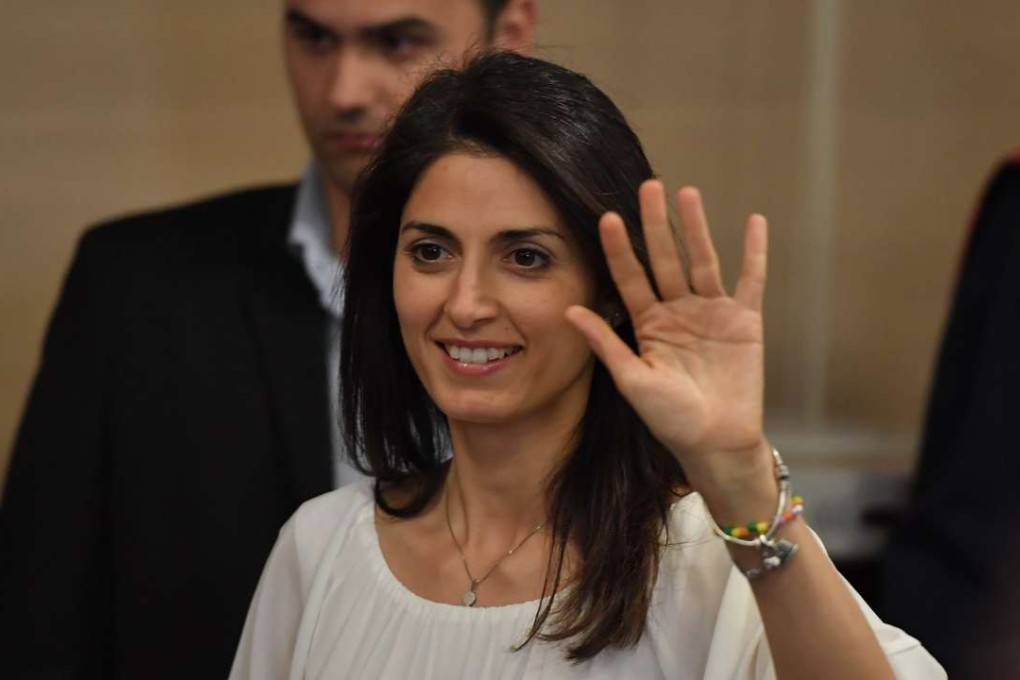 Newly elected Five Star Movement candidate Virginia Raggi gives a press conference. Photo: AFP