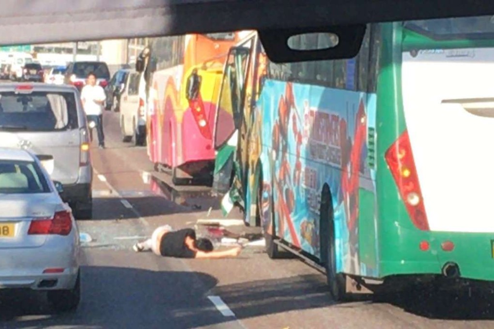 One coach passenger was seen being thrown out of a broken window. Photo: SCMP Pictures