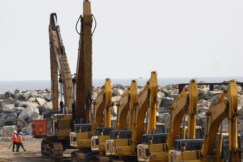 Excavators stand idle after work stopped at the construction site of China-backed Colombo Port City in Colombo, Sri Lanka. Relations between the two countries cooled after a change in government in Sri Lanka. Photo: Reuters
