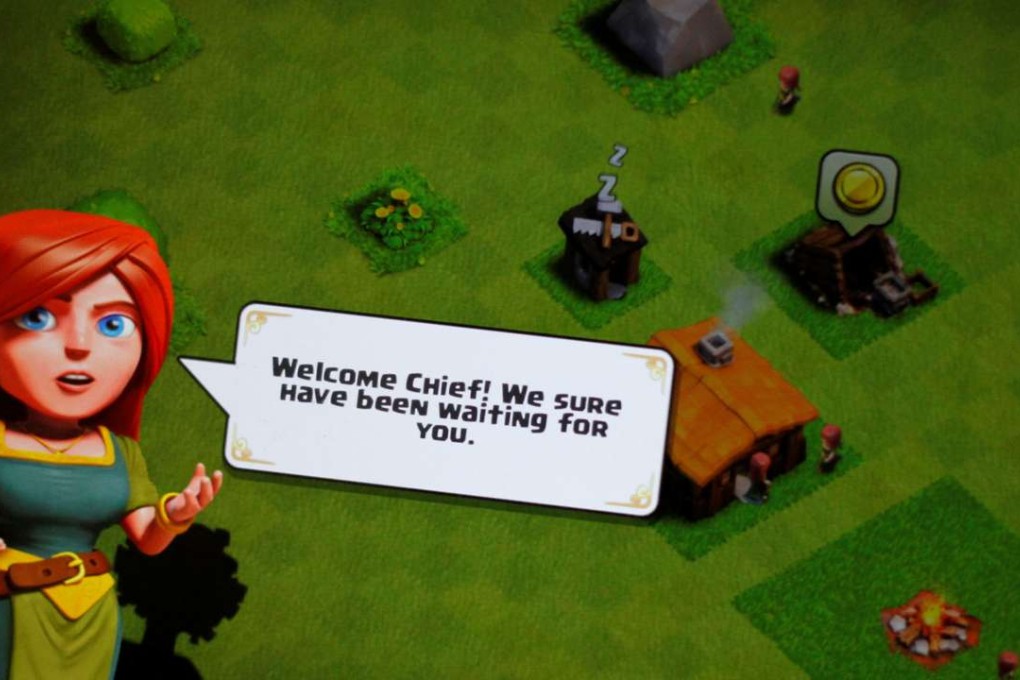 A ‘Clash of Clans’ welcome screen is seen on a phone on June 16, 2016. Photo: Reuters