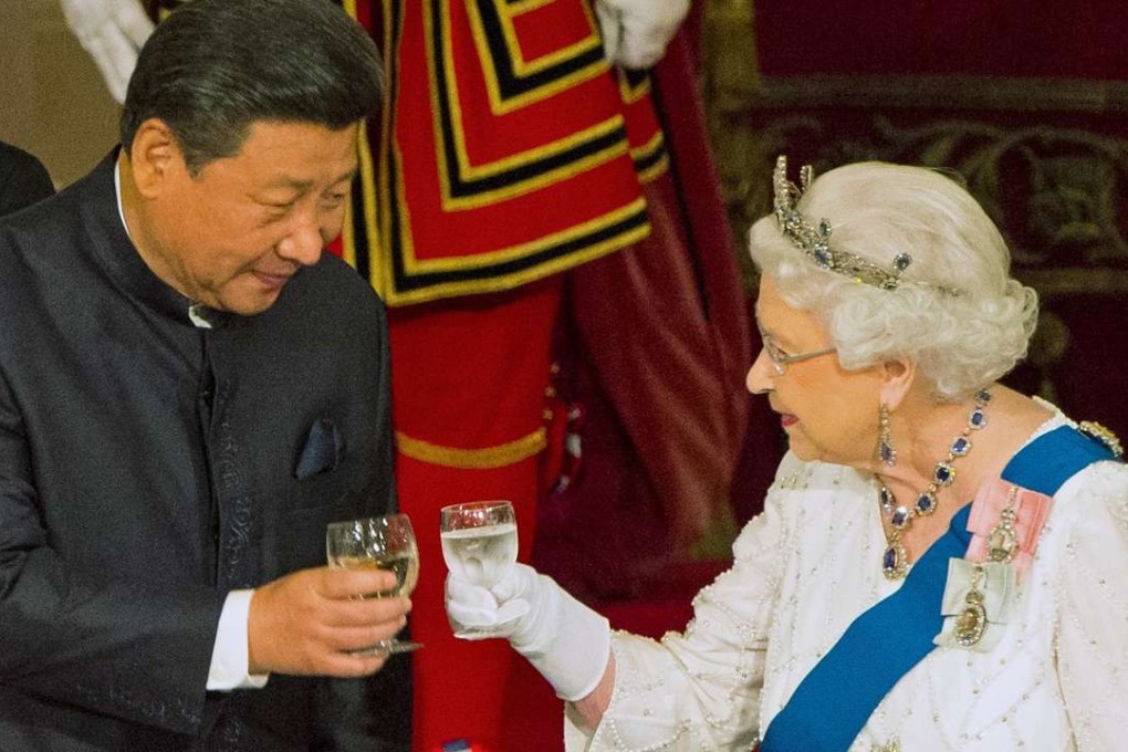 President Xi Jinping and Britain’s Queen Elizabeth share a toast at a state banquet at Buckingham Palace in London in October. Photo: Reuters