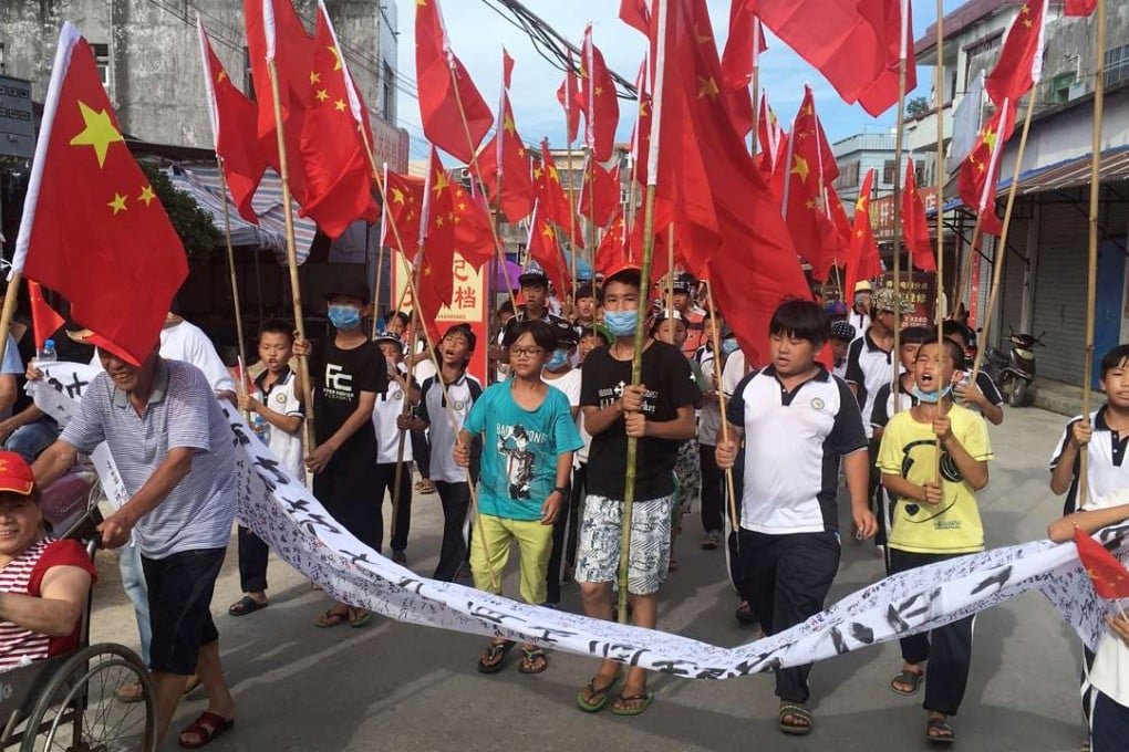 Villagers pictured during a protest in Wukan on Sunday. Photo: Reuters