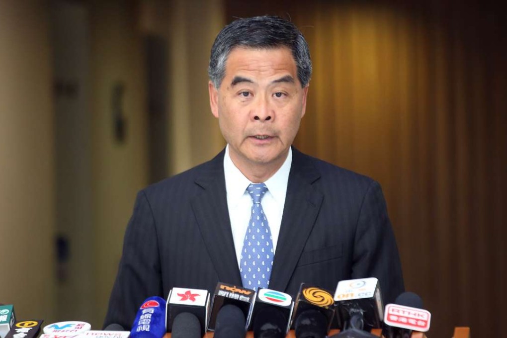 Chief Executive Leung Chun-ying meeting the media before the Executive Council meeting on Tuesday. Photo: David Wong