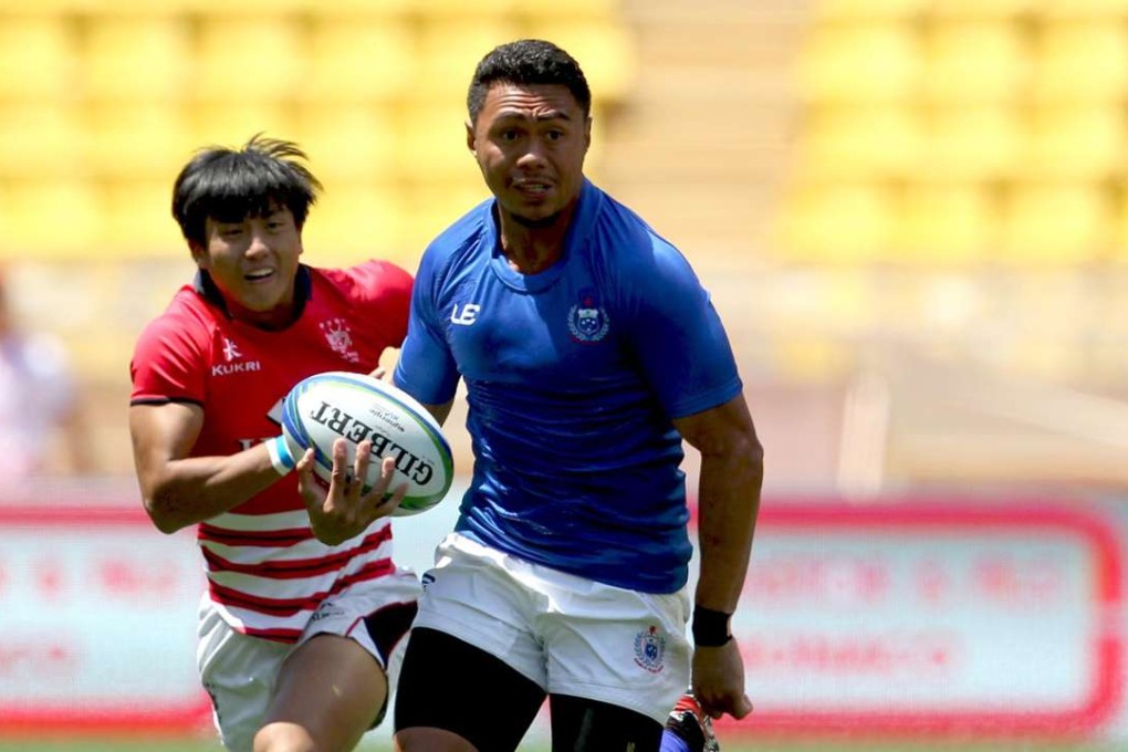 Hong Kong against Samoa in the Olympic repêchage rugby sevens quarter-final. Photos: World Rugby