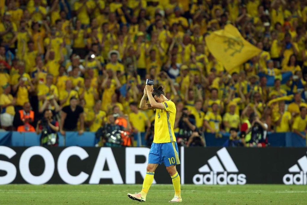 Zlatan Ibrahimovic of Sweden thanks supporters as he leaves the pitch EPA