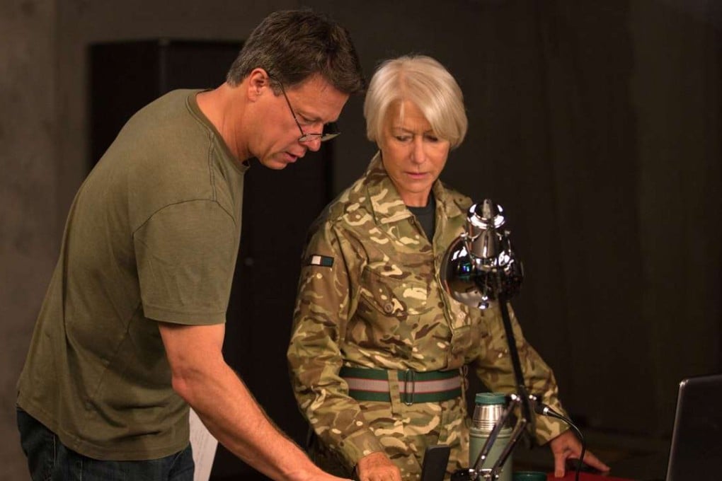 Director Gavin Hood (left) and Helen Mirren on the set of Eye in the Sky