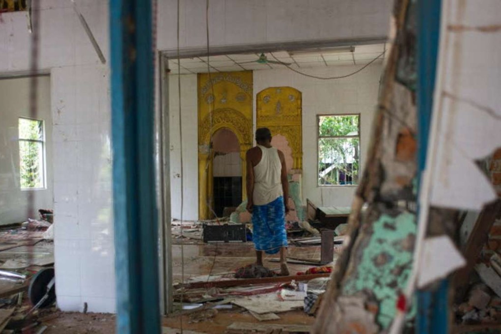 The destroyed mosque at Thuye Tha Mein village in Bago province, Myanmar, on Friday. Photo: AFP