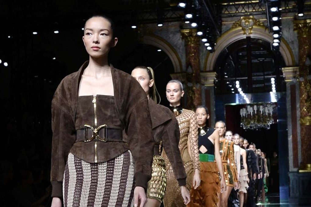 Looks from Balmain’s spring/summer 2016 ready-to-wear collection. Photo: AFP
