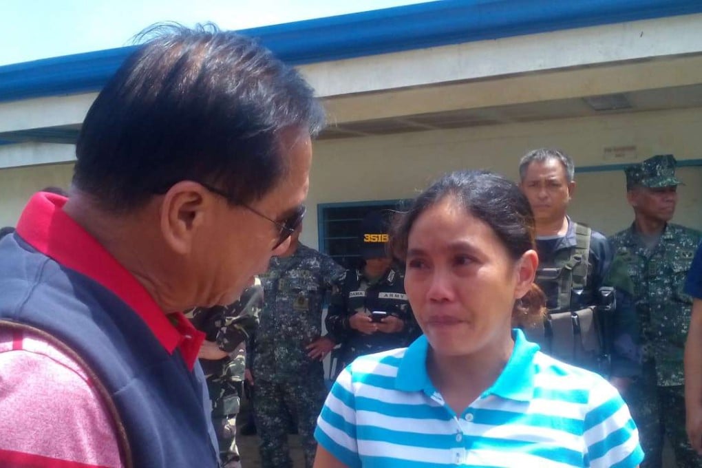 Freed Filipino hostage Marites Flor was released a day after seven Indonesian sailors were abducted in southern Philippines waters. Photo: EPA