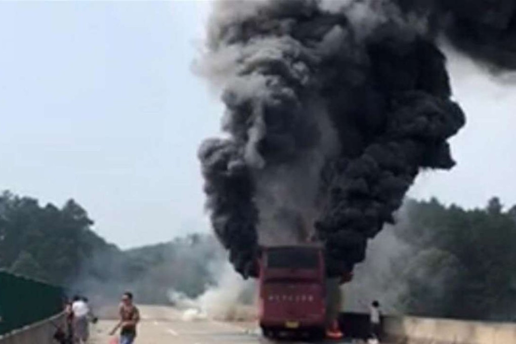 The scene of the bus crash in Hunan province. Photo: SCMP Pictures