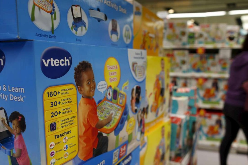 VTech's products are seen on display at a toy store in Hong Kong. In November shares of electronic toy maker VTech Holdings were suspended from trade after customer data was stolen in a cyber attack, sparking concern over the loss of information relating to children. Photo: Reuters