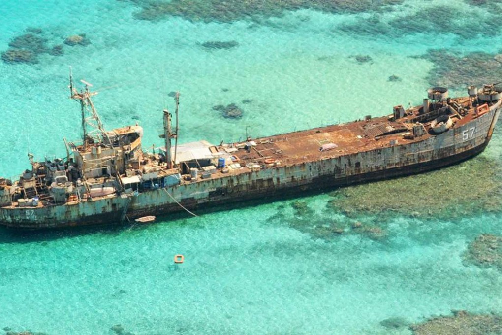 The Philippines military vessel grounded on the shoal in 1999 and used a base. Photo: SCMP Pictures