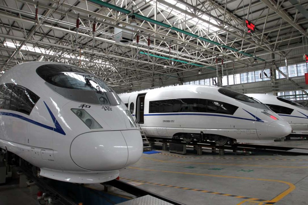 High-speed trains on show at the CRRC Tangshan factory, where China has been showcasing the industry to foreign officials. Photos: Simon Song