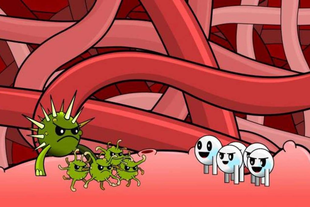 A cellular stand-off in the video game Systematic Immunity.