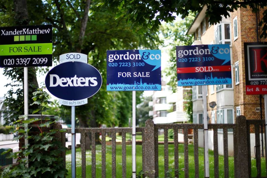 Estate agents boards outside houses in south London. Some Chinese investors are being tempted by UK properties after the pound reached a 30 year low as a result of the Brexit vote. Photo: Reuters