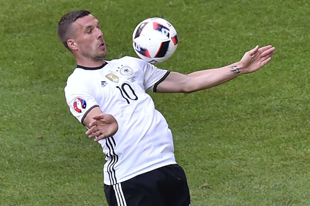 Germany forward Lukas Podolski against Slovakia. Photos: AFP