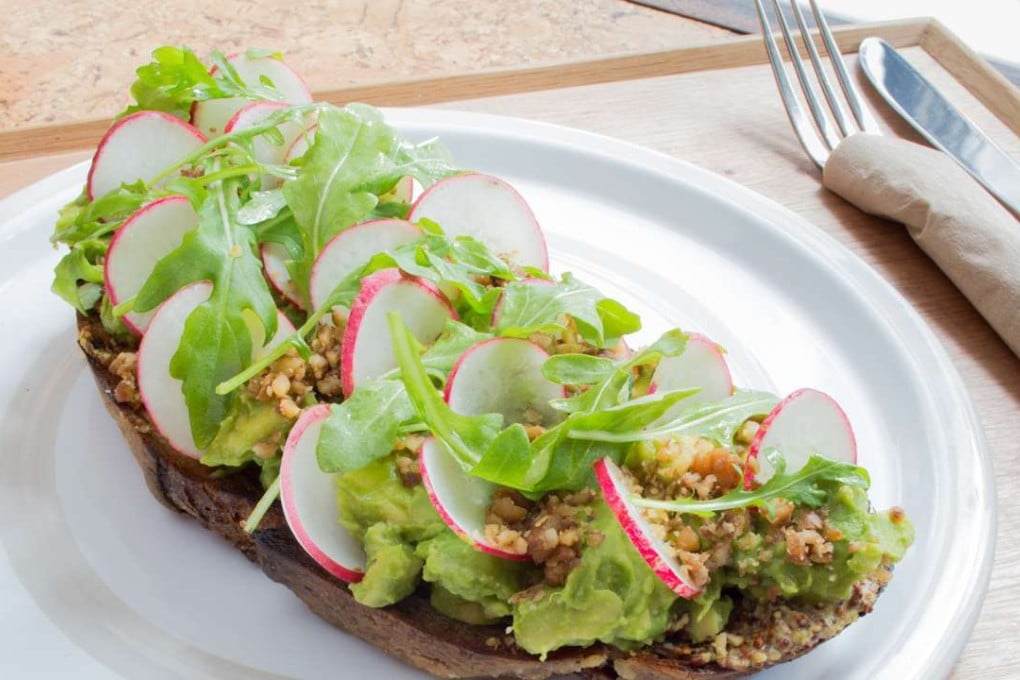 Home Eat To Live’s version of avocado toast with rocket leaves, named the golden snub-nosed monkey.