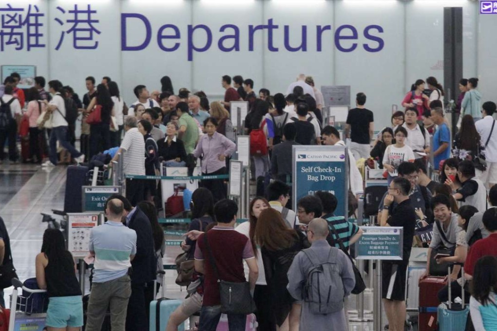 Tourists waiting at Hong Kong International Airport Photo: SCMP