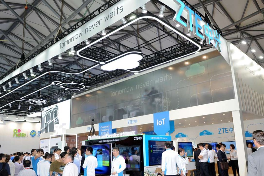 ZTE’s booth at the Mobile World Congress Shanghai event. The company is betting big on the popularity of VR and HD videos with its new ‘big video’ solution. Photo: SCMP Pictures