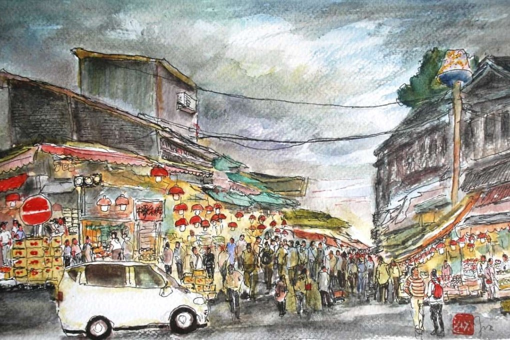 Night Scene of Yau Ma Tei Fruit Market, by Yip Suen-fat.
