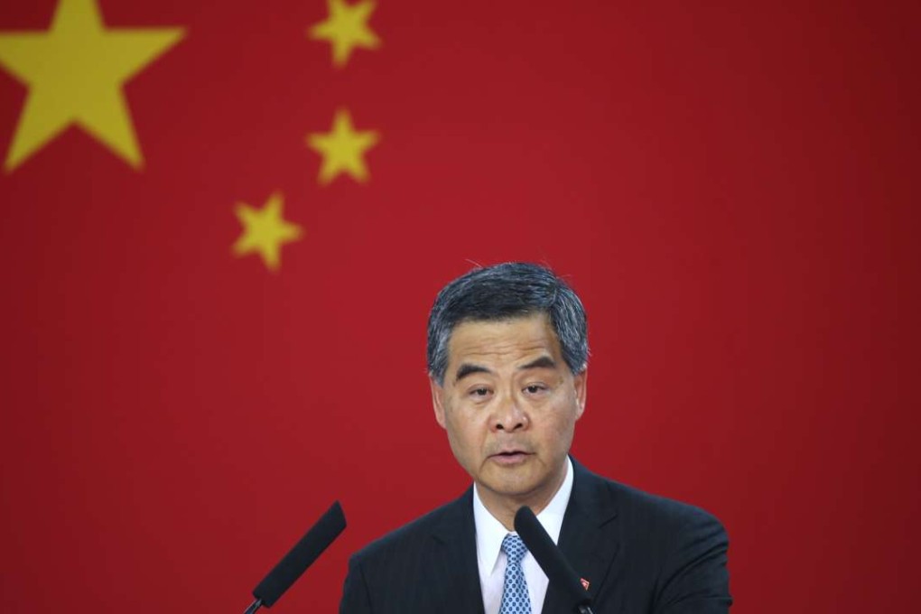 Chief Executive Leung Chun-ying addresses the handover anniversary reception. Photo: Dickson Lee