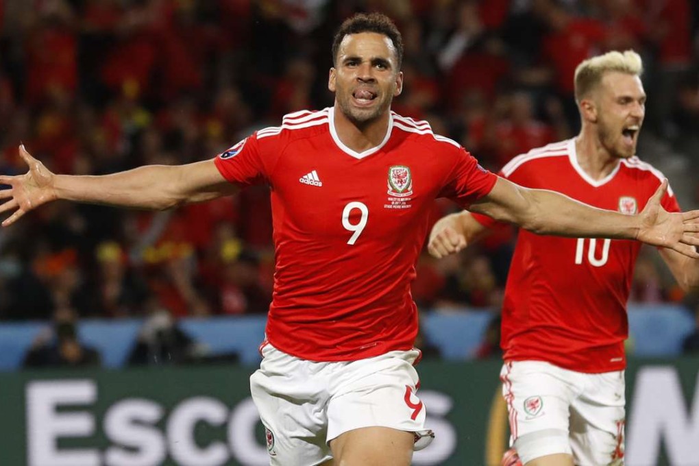 Wales Hal Robson-Kanu celebrates after scoring their second goal. Photo: Reuters